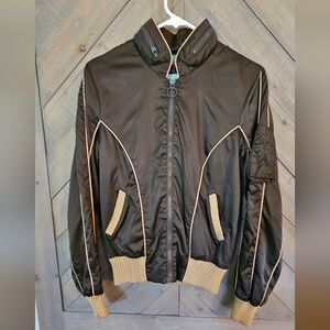Burton Brown and Tan Bomber Jacket Lightweight Design with Optional Hood